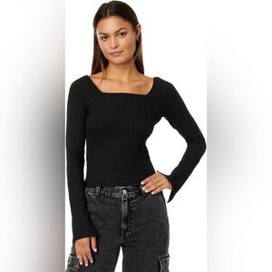 Madewell Ribbed Square-Neck Long-Sleeve Tee Medium